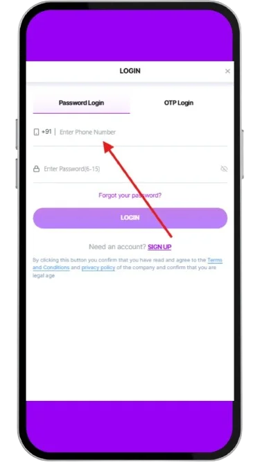 Enter registered phone number